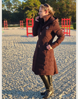 Chocolate Brown Duck Down Riding Coat with Velvet Collar