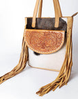 American Darling ADBGZ378A Tote Hand Tooled Hair-On Genuine Leather Women Bag Western Handbag Purse