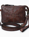 Spaghetti Western Swc196Brn Wallet Vintage Handmade Drum Dyed Genuine European Cowhide Leather Women Bag Western Handbag Purse