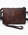 Spaghetti Western Swc196Brn Wallet Vintage Handmade Drum Dyed Genuine European Cowhide Leather Women Bag Western Handbag Purse