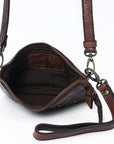 Spaghetti Western Swc196Brn Wallet Vintage Handmade Drum Dyed Genuine European Cowhide Leather Women Bag Western Handbag Purse