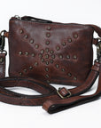 Spaghetti Western Swc196Brn Wallet Vintage Handmade Drum Dyed Genuine European Cowhide Leather Women Bag Western Handbag Purse