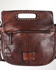 Spaghetti Western Swc173Brn Clutch Vintage Handmade Drum Dyed Genuine European Cowhide Leather Women Bag Western Handbag Purse
