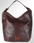 Spaghetti Western Swc176Brn Hobo Vintage Handmade Drum Dyed Genuine European Cowhide Leather Women Bag Western Handbag Purse