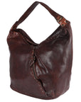 Spaghetti Western Swc176Brn Hobo Vintage Handmade Drum Dyed Genuine European Cowhide Leather Women Bag Western Handbag Purse