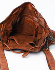 Spaghetti Western Swc177Cg Hobo Vintage Handmade Drum Dyed Genuine European Cowhide Leather Women Bag Western Handbag Purse
