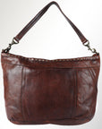 Spaghetti Western Swc183Brn Hobo Vintage Handmade Drum Dyed Genuine European Cowhide Leather Women Bag Western Handbag Purse