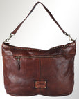 Spaghetti Western Swc183Brn Hobo Vintage Handmade Drum Dyed Genuine European Cowhide Leather Women Bag Western Handbag Purse