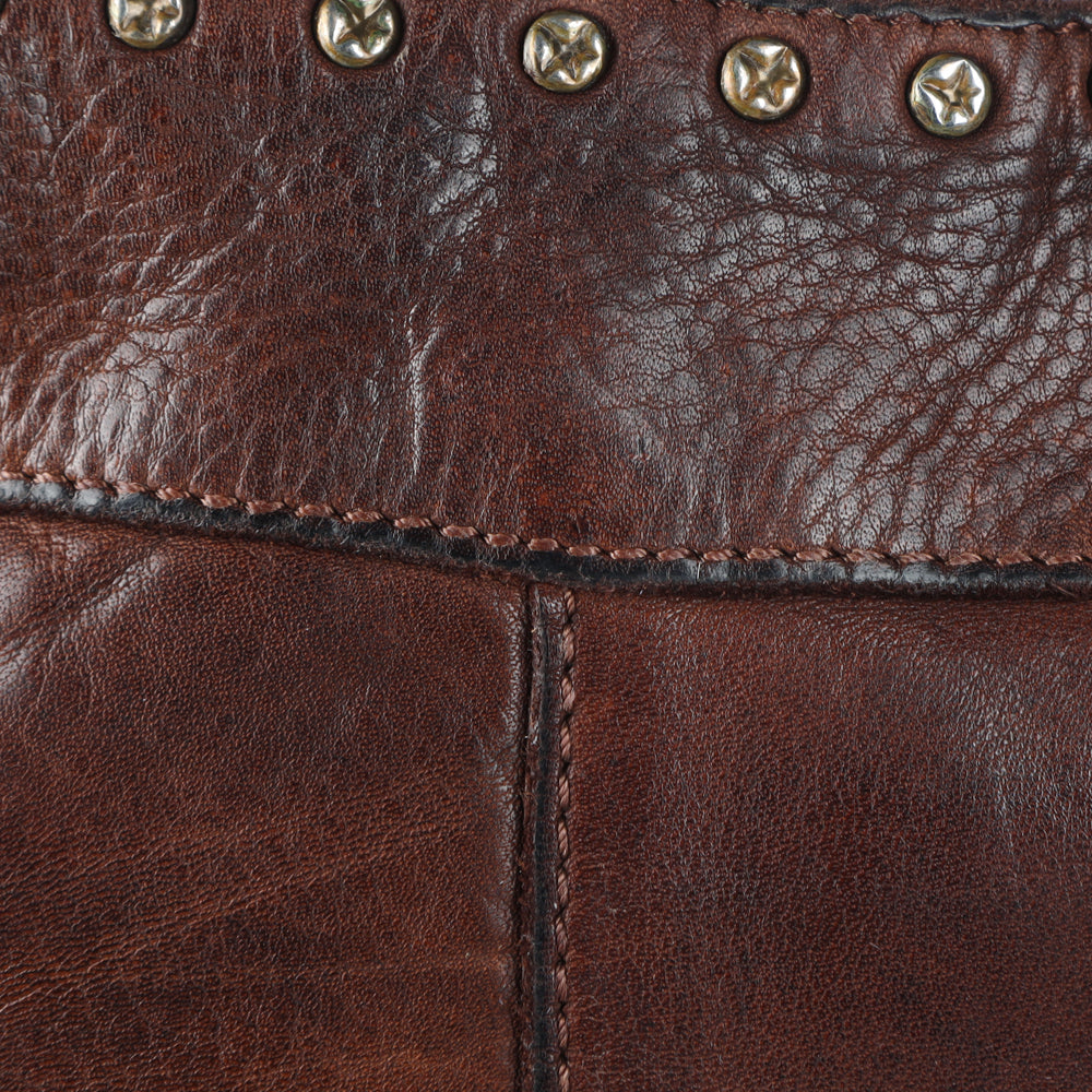 Spaghetti Western Swc183Brn Hobo Vintage Handmade Drum Dyed Genuine European Cowhide Leather Women Bag Western Handbag Purse
