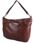 Spaghetti Western Swc183Brn Hobo Vintage Handmade Drum Dyed Genuine European Cowhide Leather Women Bag Western Handbag Purse
