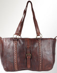 Spaghetti Western Swc186Brn Tote Vintage Handmade Drum Dyed Genuine European Cowhide Leather Women Bag Western Handbag Purse