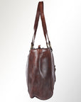 Spaghetti Western Swc186Brn Tote Vintage Handmade Drum Dyed Genuine European Cowhide Leather Women Bag Western Handbag Purse