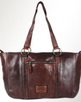 Spaghetti Western Swc186Brn Tote Vintage Handmade Drum Dyed Genuine European Cowhide Leather Women Bag Western Handbag Purse