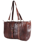 Spaghetti Western Swc186Brn Tote Vintage Handmade Drum Dyed Genuine European Cowhide Leather Women Bag Western Handbag Purse
