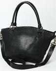 Spaghetti Western Swc188Blk Tote Vintage Handmade Drum Dyed Genuine European Cowhide Leather Women Bag Western Handbag Purse