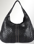 Spaghetti Western Swc189Blk Tote Vintage Handmade Drum Dyed Genuine European Cowhide Leather Women Bag Western Handbag Purse