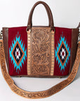 American Darling Briefcase Hand Tooled Saddle Blanket Genuine Leather Women Bag Western Handbag Purse
