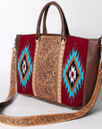 American Darling Briefcase Hand Tooled Saddle Blanket Genuine Leather Women Bag Western Handbag Purse