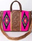 American Darling Briefcase Hand Tooled Saddle Blanket Genuine Leather Women Bag Western Handbag Purse