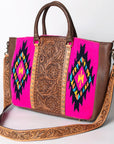 American Darling Briefcase Hand Tooled Saddle Blanket Genuine Leather Women Bag Western Handbag Purse