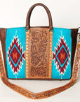 American Darling Briefcase Hand Tooled Saddle Blanket Genuine Leather Women Bag Western Handbag Purse