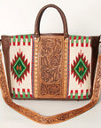 American Darling Briefcase Hand Tooled Saddle Blanket Genuine Leather Women Bag Western Handbag Purse