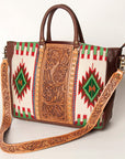 American Darling Briefcase Hand Tooled Saddle Blanket Genuine Leather Women Bag Western Handbag Purse