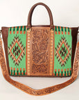 American Darling Briefcase Hand Tooled Saddle Blanket Genuine Leather Women Bag Western Handbag Purse