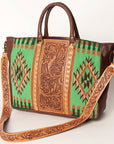 American Darling Briefcase Hand Tooled Saddle Blanket Genuine Leather Women Bag Western Handbag Purse
