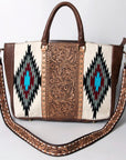 American Darling Briefcase Hand Tooled Saddle Blanket Genuine Leather Women Bag Western Handbag Purse