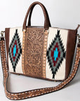 American Darling Briefcase Hand Tooled Saddle Blanket Genuine Leather Women Bag Western Handbag Purse