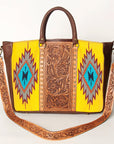 American Darling Briefcase Hand Tooled Saddle Blanket Genuine Leather Women Bag Western Handbag Purse