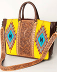American Darling Briefcase Hand Tooled Saddle Blanket Genuine Leather Women Bag Western Handbag Purse