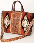 American Darling Briefcase Hand Tooled Saddle Blanket Genuine Leather Women Bag Western Handbag Purse