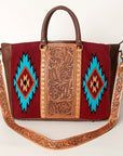 American Darling Briefcase Hand Tooled Saddle Blanket Genuine Leather Women Bag Western Handbag Purse