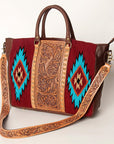 American Darling Briefcase Hand Tooled Saddle Blanket Genuine Leather Women Bag Western Handbag Purse