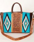 American Darling Briefcase Hand Tooled Saddle Blanket Genuine Leather Women Bag Western Handbag Purse