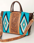 American Darling Briefcase Hand Tooled Saddle Blanket Genuine Leather Women Bag Western Handbag Purse