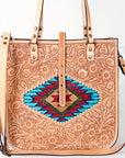 American Darling ADBGH103A Tote Hand Tooled Saddle Blanket Genuine Leather Women Bag Western Handbag Purse