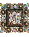 Western Screw Back Square Berry Concho Ab Crystal Copper Cowgirl Hilason
