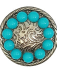 Western Screw Back Concho Round / Rope engraved Nickle Cowgirl Hilason