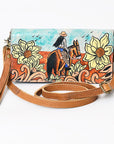 American Darling Organiser Hair-On Hand Tooled Genuine Leather Women Bag Western Handbag Purse