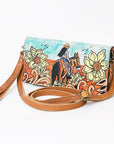 American Darling Organiser Hair-On Hand Tooled Genuine Leather Women Bag Western Handbag Purse
