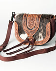 American Darling ADBGZ390A Cross Body Hand Tooled Hair On Genuine Leather women bag western handbag purse