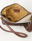 American Darling ADBGZ328A Wristlet Hand Tooled Hair On Genuine Leather women bag western handbag purse