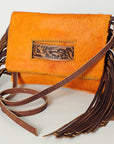 American Darling ADBG501A Clutch Hand Tooled Hair On Genuine Leather women bag western handbag purse