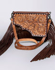 American Darling ADBGZ279A Cross Body Hand Tooled Hair On Genuine Leather women bag western handbag purse