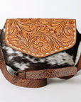 American Darling ADBGZ432B Cross Body Hand Tooled Hair On Genuine Leather women bag western handbag purse