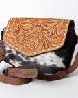 American Darling ADBGZ432B Cross Body Hand Tooled Hair On Genuine Leather women bag western handbag purse