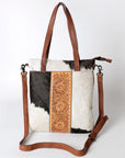 American Darling ADBGZ434B Tote Hand Tooled Hair On Genuine Leather women bag western handbag purse